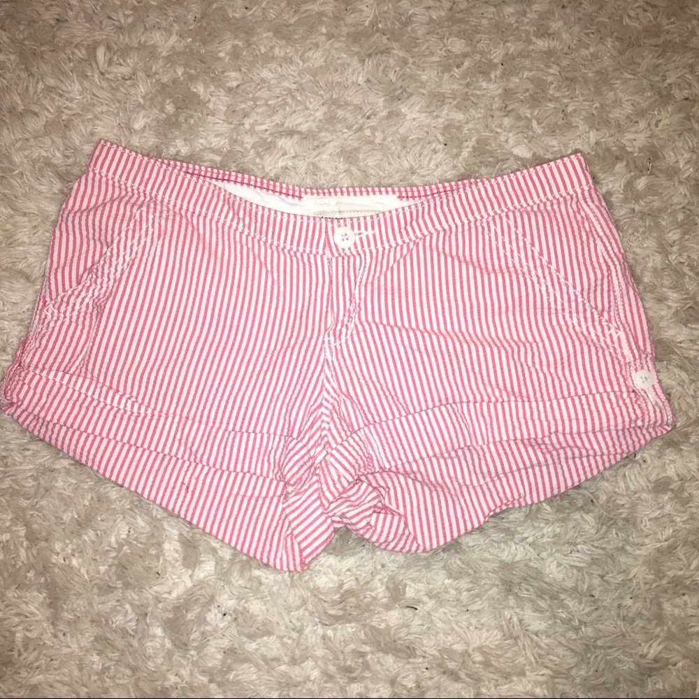A&F pink and white stripe shorts